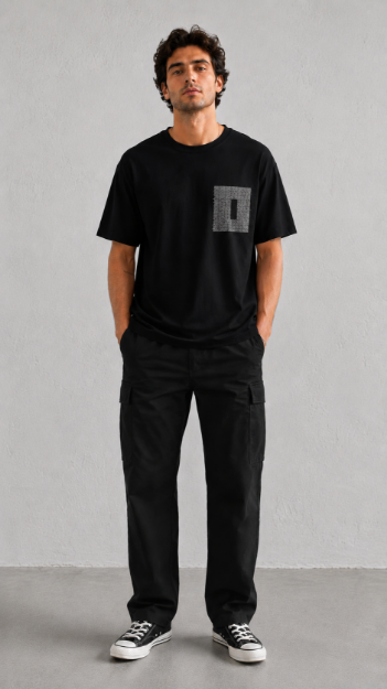 4710 Model Oversize Bisiklet Yaka T-shirt resmi