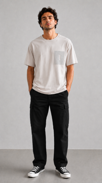 4710 Model Oversize Bisiklet Yaka T-shirt resmi