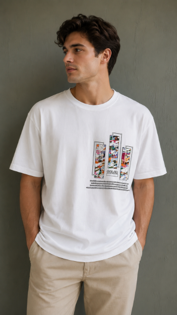 4709 Model Oversize Bisiklet Yaka T-shirt resmi