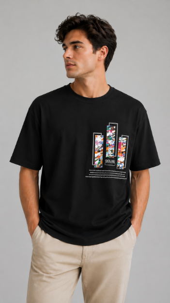 4709 Model Oversize Bisiklet Yaka T-shirt resmi