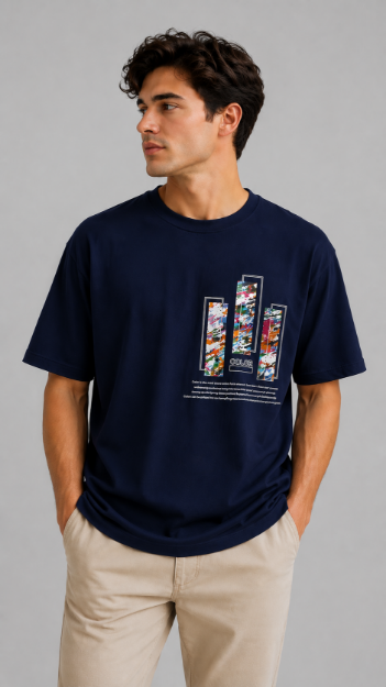 4709 Model Oversize Bisiklet Yaka T-shirt resmi