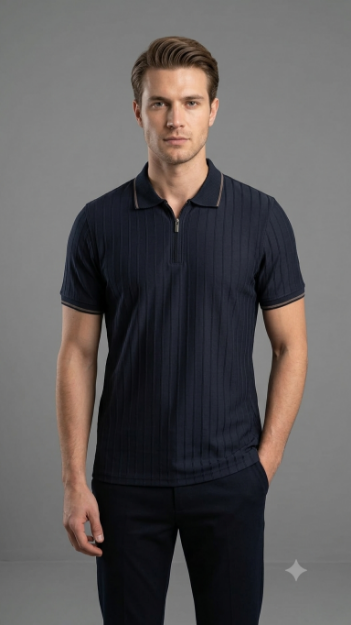 4862 Model Polo Yaka Fermuarlı T-shirt resmi