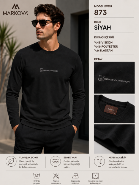 873 Bisiklet Yaka Sweat resmi