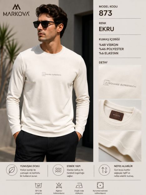 873 Bisiklet Yaka Sweat resmi