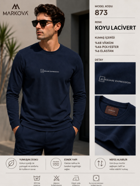 873 Bisiklet Yaka Sweat resmi