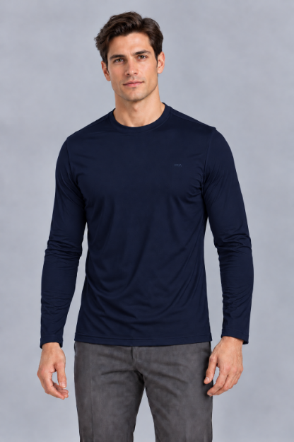 671 / Lacivert Uzun Kollu T-shirt resmi