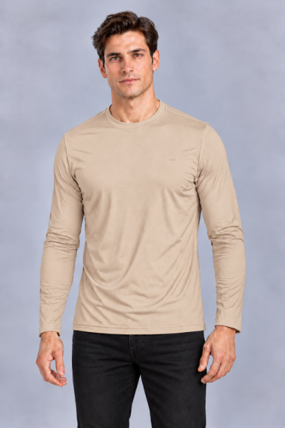 671 / Bej Uzun Kollu T-shirt resmi